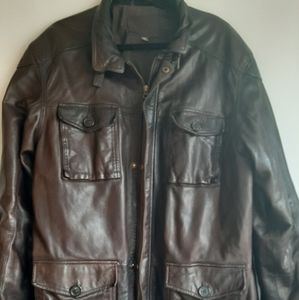 MERONA LEATHER MEN'S BROWN JACKET SIZE XLARGER